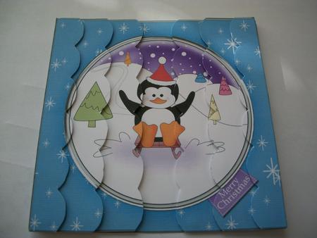 Cute Xmas Penguin Scallop Edge Side Stacker by Geri Stringer