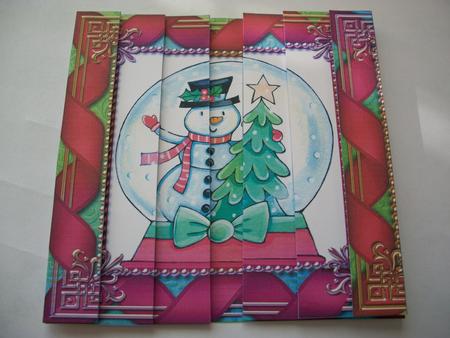 Snowman Globe 5inch Square Straight 2 Side Stacker by Geri Stringer