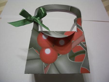 Christmas Holly Handbag Shaped Gift Box by Geri Stringer