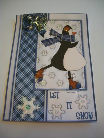 Skating Penguin 1 A4 Card Front by Geri Stringer