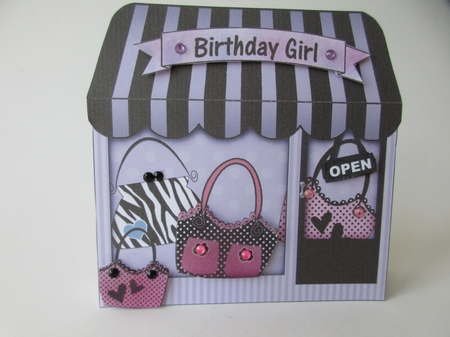 3D Shaped Card Kit - Little Handbag Shop  by Gillian Birch