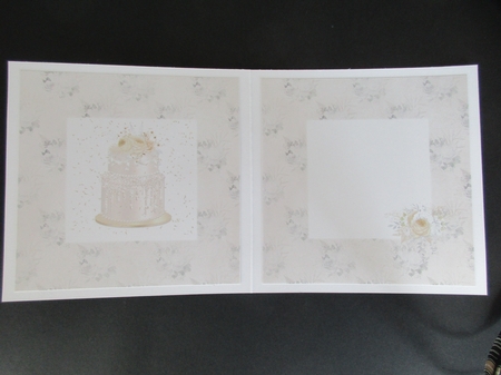 6 x 6 Card Insert Gold Floral Celebration Cake on Shabby Ivory Floral Background, Blank by Gillian Birch