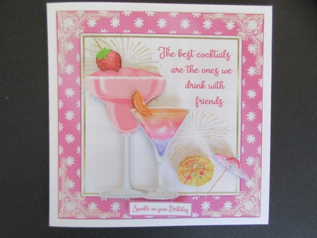 Birthday/Celebration Cocktails Decoupage 7x7ins Topper 1 by Gillian Birch
