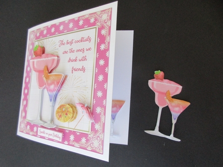 Birthday/Celebration Cocktails Decoupage 7x7ins Topper 1 by Gillian Birch