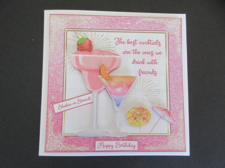 Birthday/Celebration Cocktails Decoupage 7x7ins Topper 2 by Gillian Birch