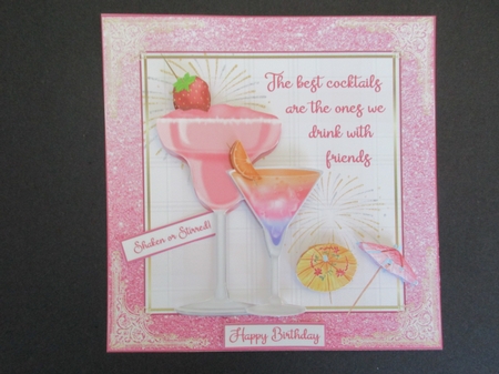 Birthday/Celebration Cocktails Decoupage 7x7ins Topper 2 by Gillian Birch
