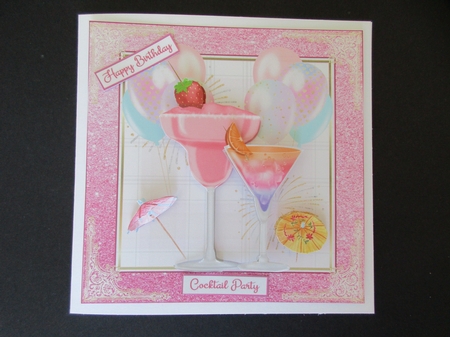 Birthday/Celebration Cocktails Decoupage 7x7ins Topper 4 by Gillian Birch