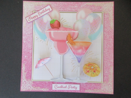 Birthday/Celebration Cocktails Decoupage 7x7ins Topper 4 by Gillian Birch