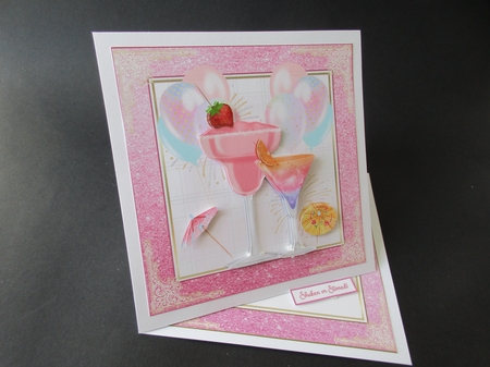 Birthday/Celebration Cocktails Decoupage 7x7ins Topper 4 by Gillian Birch