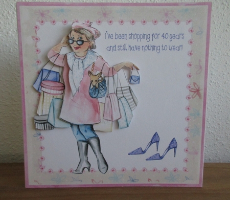 Funny female birthday card toppers for 6x6 card by Gillian Birch