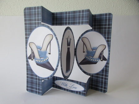 Navy Dress and Shoes Oval Folded Pop Out Card by Gillian Birch