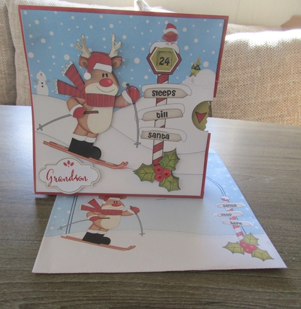 3D Xmas Rudolph Sleeps Till Santa Animated Card by Gillian Birch