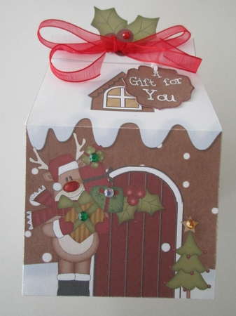 3D Xmas Rudolph Milk Carton Gingerbread House Treat Boxes by Gillian Birch