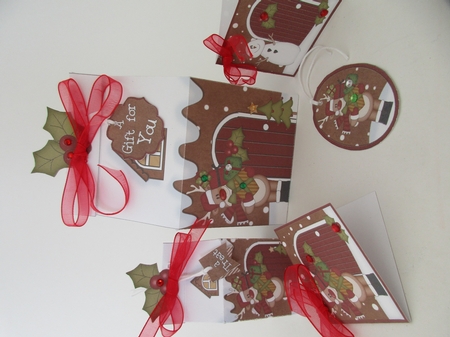 3D Xmas Rudolph Milk Carton Gingerbread House Treat Boxes by Gillian Birch