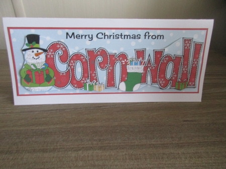 Merry Christmas from Cornwall Snowman Large Dl by Gillian Birch