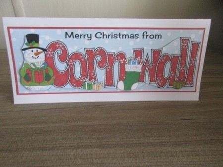 Merry Christmas from Cornwall Snowman Large Dl Insert by Gillian Birch