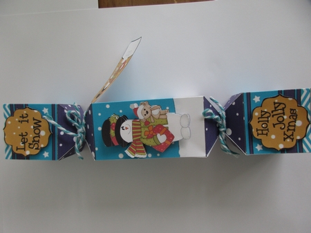 3D Christmas Cracker Boxes Snowman Rio has a Present & Teddy by Gillian Birch