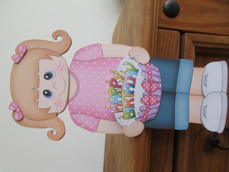 3D On the Shelf Card Kit - Little Girl Olivia is the Birthday Girl with ages 6 - 11 age Birthday Cake Decoupage by Gillian Birch