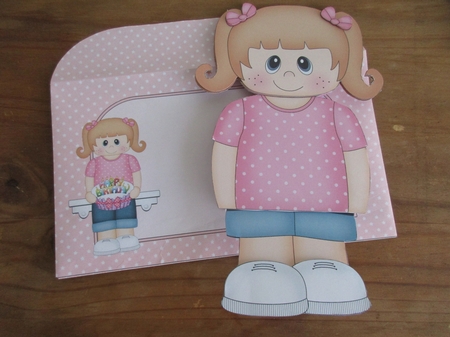 3D On the Shelf Card Kit - Little Girl Olivia is the Birthday Girl with ages 6 - 11 age Birthday Cake Decoupage by Gillian Birch