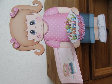 3D On the Shelf Card Kit - Little Girl Olivia is the Birthday Girl with ages 6 - 11 age Birthday Cake Decoupage by Gillian Birch
