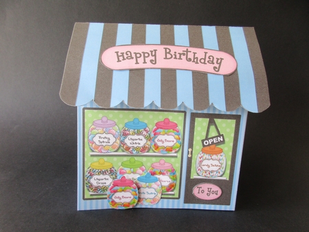 3D Shoppe Pop Up Rubber Band Card Kit  -  The Candy Store Sweet Shop by Gillian Birch