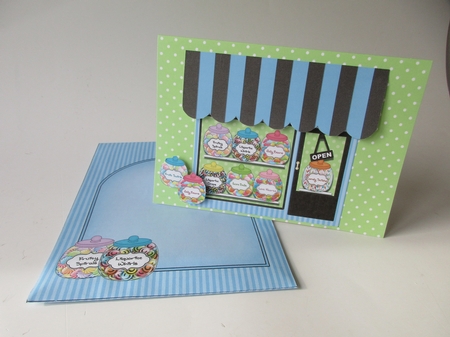 3D Shoppe Pop Up Rubber Band Card Kit  -  The Candy Store Sweet Shop by Gillian Birch