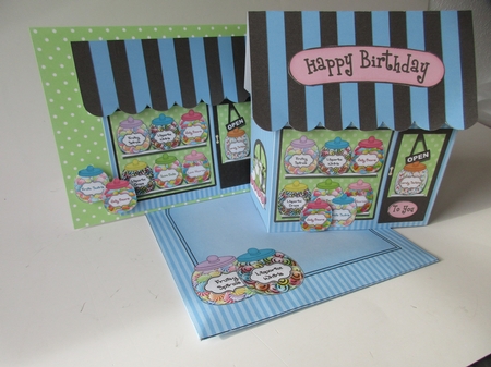 3D Shoppe Pop Up Rubber Band Card Kit  -  The Candy Store Sweet Shop by Gillian Birch
