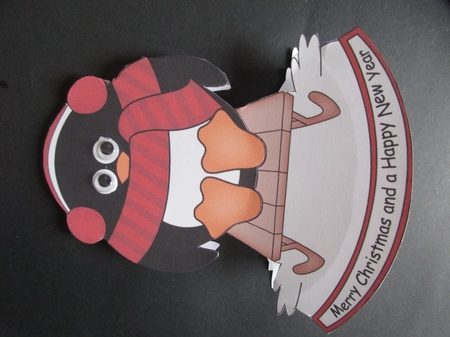 3D Shaped Rocking Christmas Card Mini Kit  - Pip Penguin is having fun on his Sledge by Gillian Birch