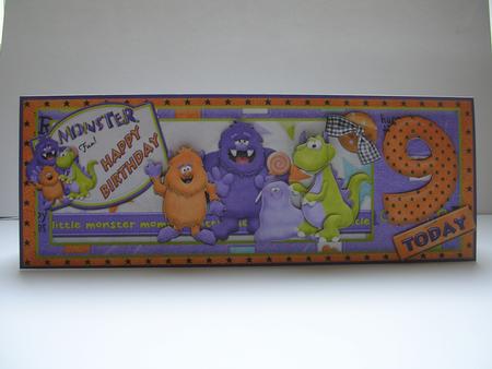 Monster 9 Today Birthday Dl Card Front by Gill Busby