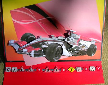 Formula 1 Car on On Red Abstract Background by Gill Busby