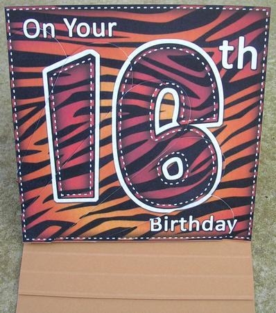 Fun Zebra Striped 16th Birthday Fan Pyramage Topper by Gill Busby