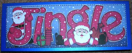 Large Dl Xmas Jingle with Santa Quick Card with 3D Decoupage by Gill Busby