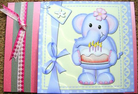 Lola Elephant's Birthday Cake Wavy Corner Side Stacker by Gill Busby