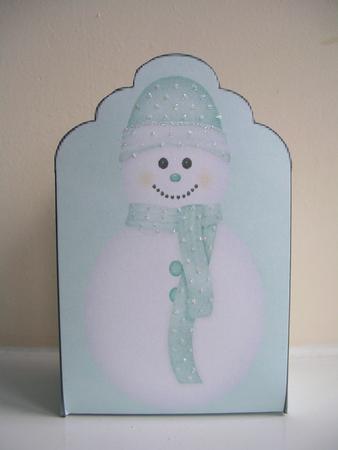 Pastel Blue Snowman Tag Gift Box by Gill Busby