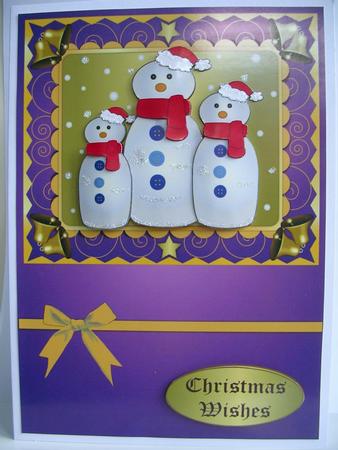 Snowman Family Decoupage Purple by Gill Busby
