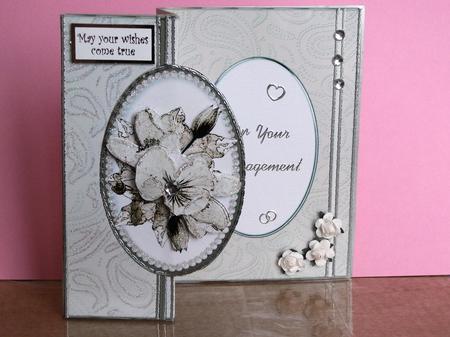 Posy & Pearls Fold Back Card with Decoupage by Gill Caddy