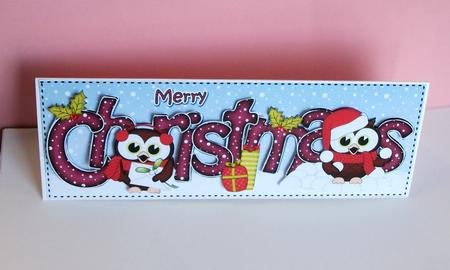 Large Dl Christmas Owls Quick Card 3D Decoupage Featured Gallery Photo