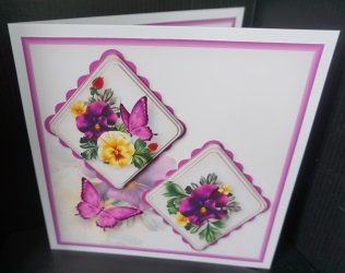 Beautiful Pansies - Double Diamond Card Mini Kit by Gill Dean