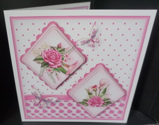 Pink Roses - Double Diamond Card Mini Kit by Gill Dean