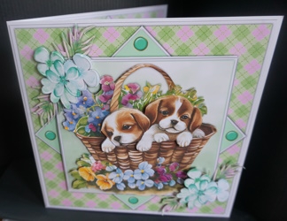 8x8 Mini kit , Gorgeous Pups in a Basket 4 by Gill Dean