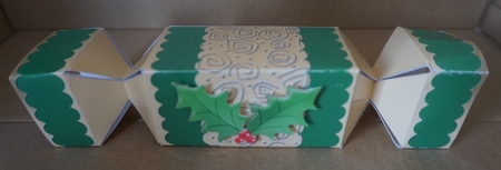 Holly and Swirls Cracker Shaped Treat or Favour Box by Gill Dean
