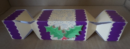 Holly and Swirls Cracker Shaped Treat or Favour Box by Gill Dean