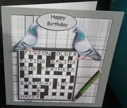 Hubby Birthday Crossword Pigeons by Gill Dean