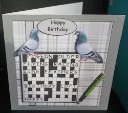 Hubby Birthday Crossword Pigeons by Gill Dean