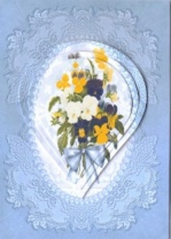 Blue Card with Pansies by Gill Dean