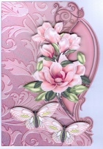 Magnolia Blossoms and Butterflies Over the Edge by Gill Dean
