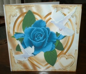 Hand Painted Blue Roses & Doves on a Heart 8x8 Mini Kit by Gill Dean