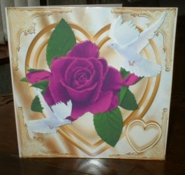Hand Painted Cerise Roses & Doves on a Heart 8x8 Mini Kit by Gill Dean