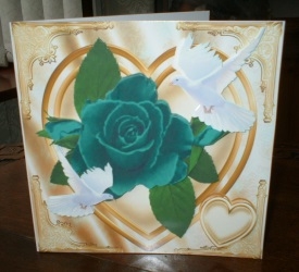 Hand Painted Jade Roses & Dove on a Heart 8x8 Mini Kit by Gill Dean