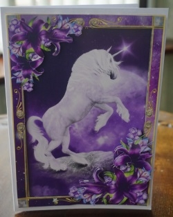 Rearing Unicorn & Dark Shadows Lilies by Gill Dean